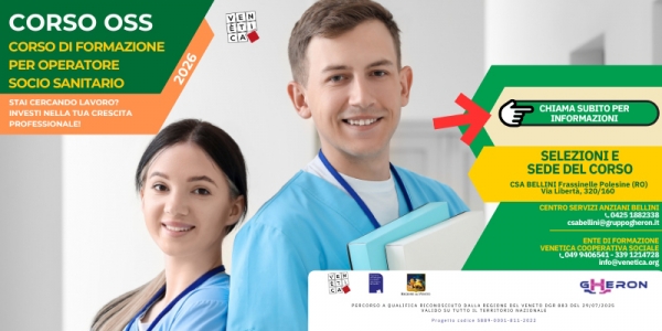 Nel 2026 parte in Veneto un nuovo Corso OSS: partecipa alle selezioni il 20 gennaio al CSA BELLINI