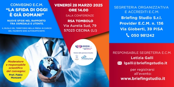 INVITO AL CONVEGNO E.C.M. &ldquo;La sfida di oggi è già domani&rdquo; - Nuove sfide nel rapporto tra ospedale e utente e il ruolo del territorio