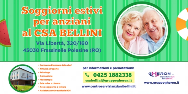 GRANDE NOVIT&Agrave; AL CSA BELLINI: I SOGGIORNI ESTIVI PER ANZIANI.