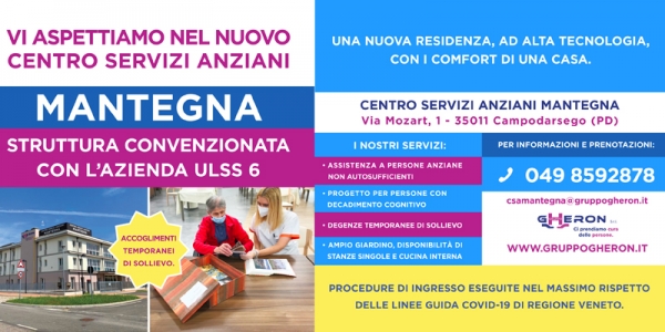 Accreditato presso la Regione e Covid-Free il Centro Servizi Anziani Mantegna di Campodarsego &egrave; a disposizione della comunit&agrave;